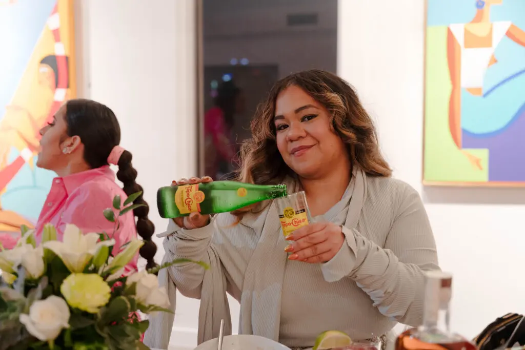 Sarah Badran at "Colorful Wave, White Sea" dinner at W.A.A.S. Gallery (Photo by Demetri Sheffield)