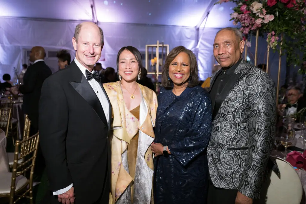 Eddie Allen & Chinhui Juhn, Melanie Lawson & John Guess at Asia Society Texas’ Tiger Ball.  (Photo by Daniel Ortiz)