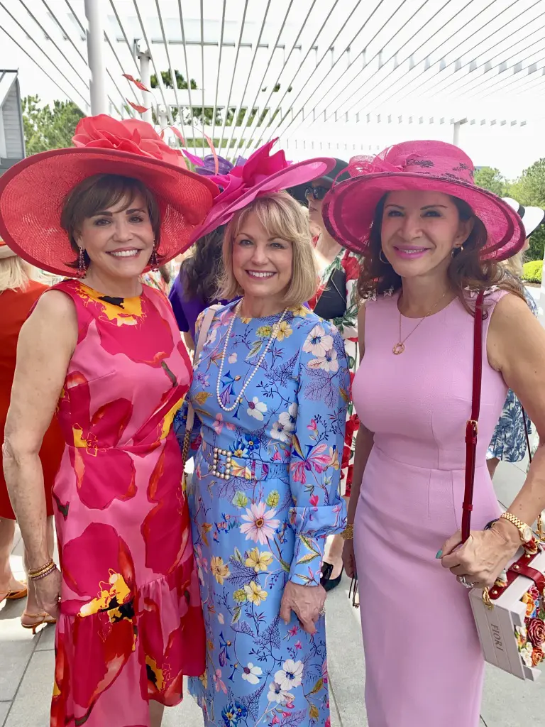Hallie Vanderhider, Kelley Lubanko, Alex Blair at the Hermann Park Conservancy's 'Hats in the Park' luncheon (Photo by Shelby Hodge)