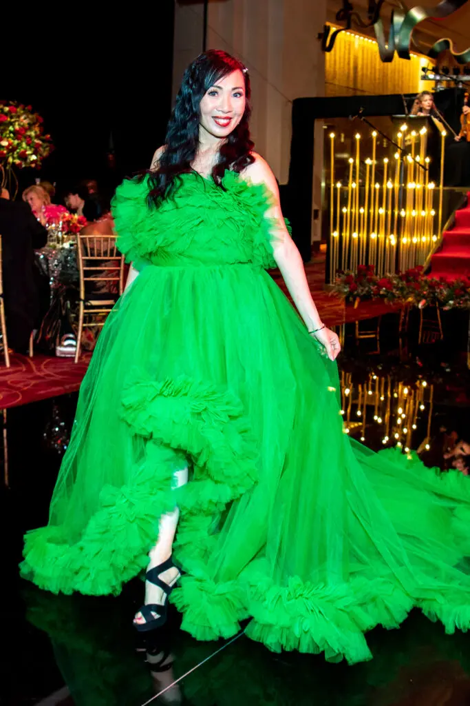 Connie Kwan-Wong in a self-designed gown at the Houston Grand Opera Ball (Photo by Michelle Watson/Catchlight Group)