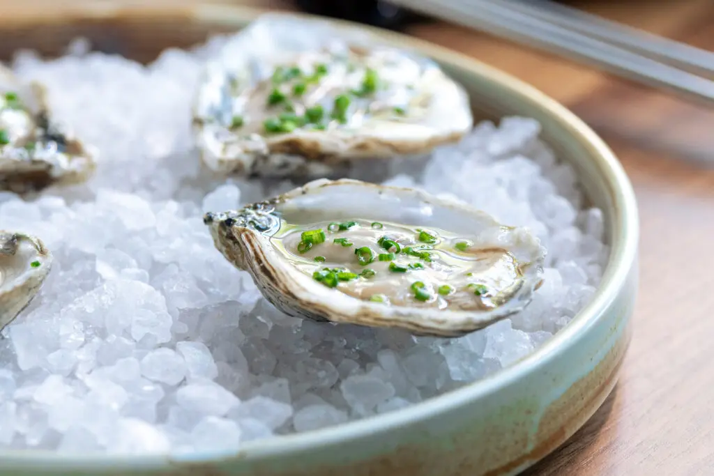 Cold and raw selections at Muse include raw oysters ($14). (Photo by Adrian Barboza and Dylan McEwan)