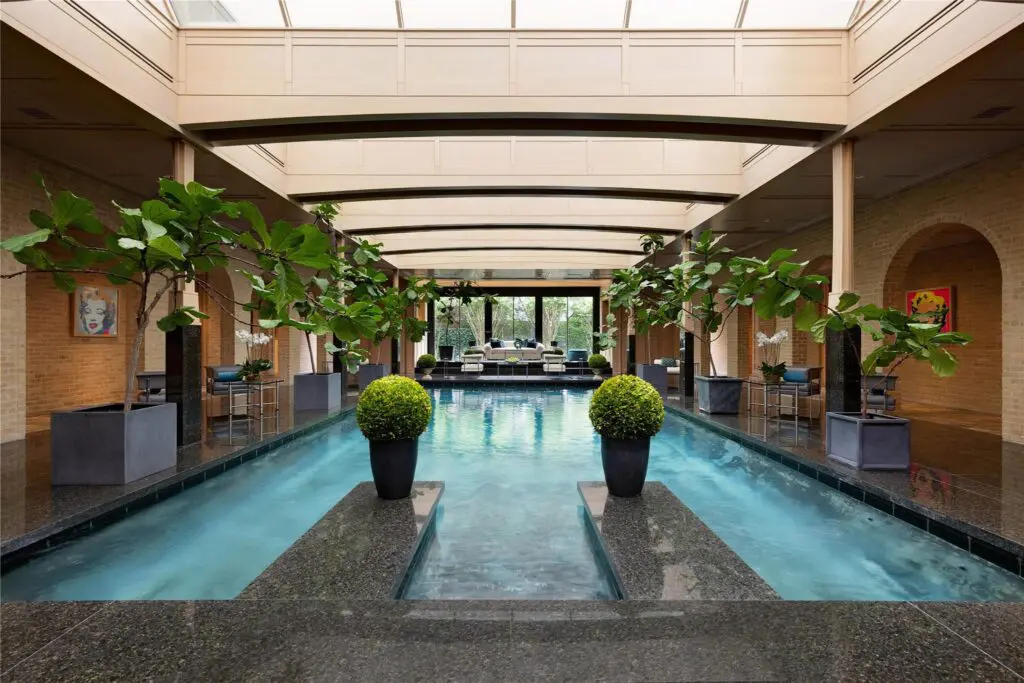 An indoor pool is a must when you're talking about a dwelling as grand as the longtime home of John and Becca Cason Thrash. (Photo by Joe Bryant / Martha Turner Sotheby’s International Realty)