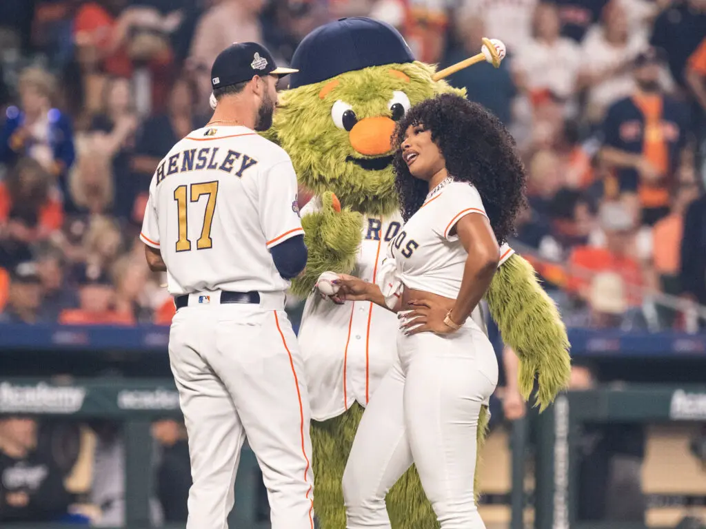 Yes, Megan Thee Stallion is pumped to be around the Houston Astros. (Photo by F. Carter Smith)