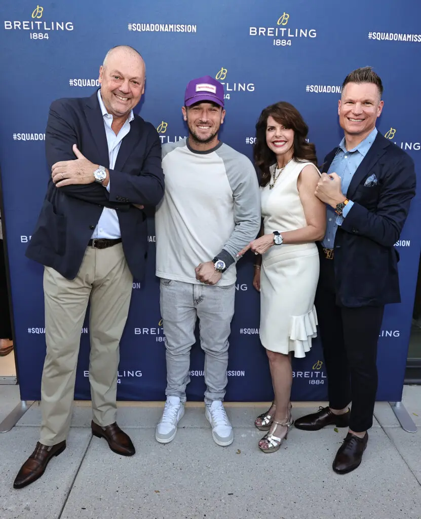 Thierry Prissert, Cindy Lewis, Alex Bregman and Slade Lewis made the scene for the grand opening of the new Breitling store in The Woodlands. (Photo by Bob Levey/Getty Images for Breitling)