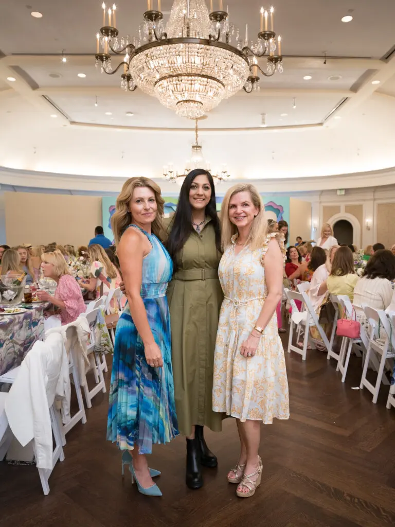 Carolyn Tanner, Sippi Khurana, Kimberly Miller at the River Oaks Country Club tennis tournament luncheon. (Photo by Daniel Ortiz)