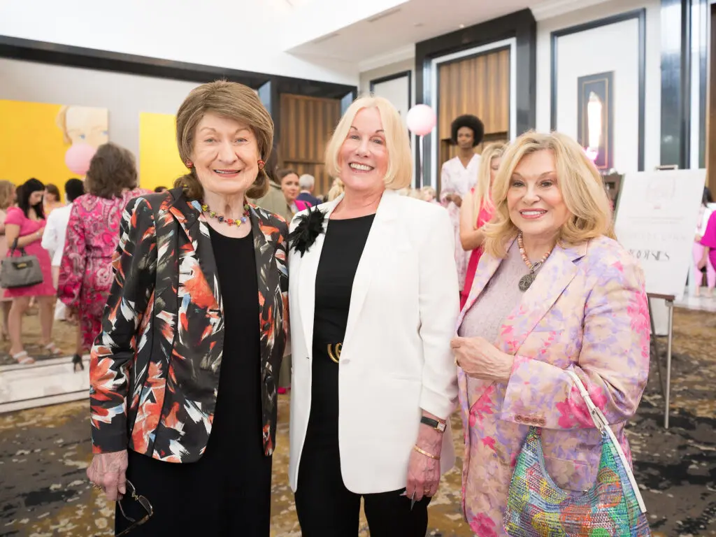 Cora Sue Mach, Elsei Eckert, Sidney Faust at the American Cancer Society Tickled Pink luncheon (Photo by Daniel Ortiz)