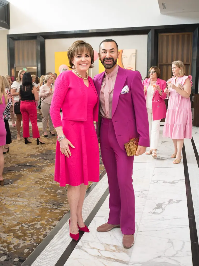 Hallie Vanderhider, Fady Armanious at the American Cancer Society Tickled Pink luncheon (Photo by Daniel Ortiz)