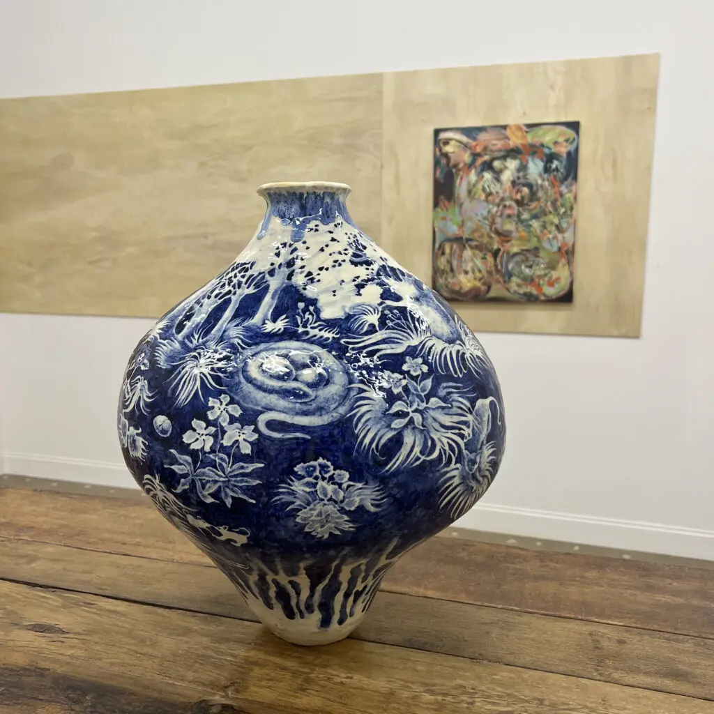 Mari Tanimoto's "Hide the Eggs," 2023 at Peter Augustus Gallery (Image courtesy the artist and Peter Augustus Gallery)