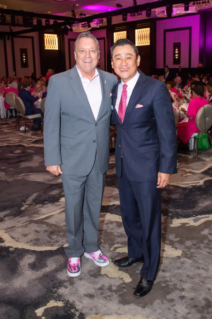 Jeff Fehlis, Dr. Rick Ngo at the American Cancer Society Tickled Pink luncheon (Photo by Jacob Power)