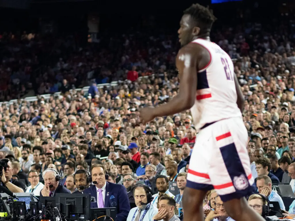 Jim Nantz always has the best seat in the house at a Final Four. As it should be. (Photo by F. Carter Smith)