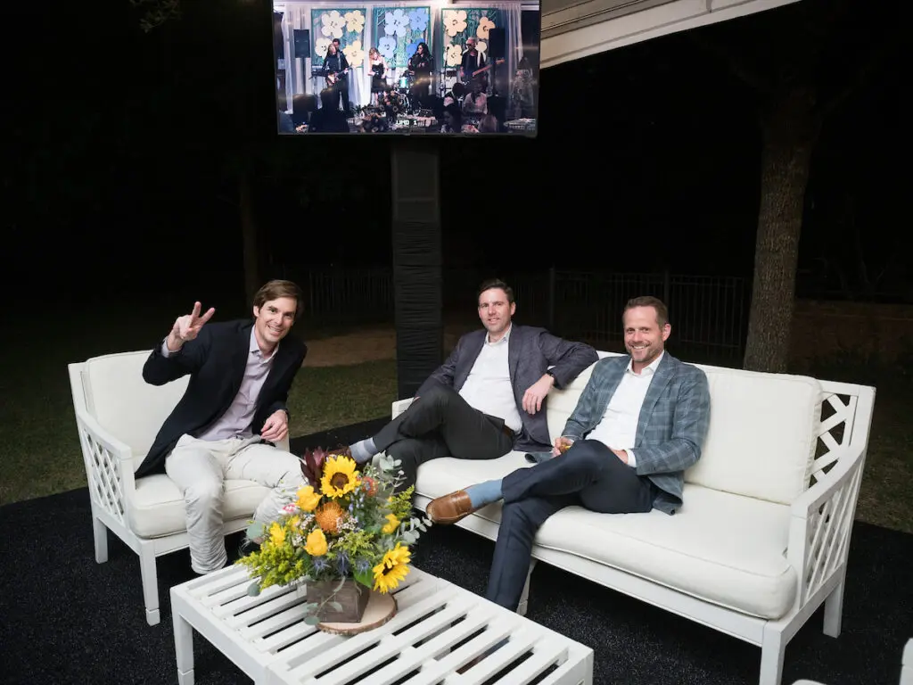 Oliver Tuckerman, Daniel Arnoldy, Greg Highberger at the Trees for Houston 'Root Ball' (Photo by Daniel Ortiz)