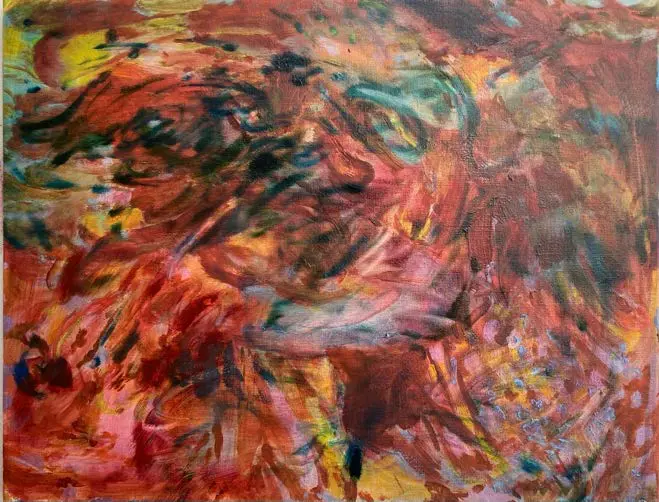 Mari Tanimoto's "Red Storm," 2023 at Peter Augustus Gallery (Image courtesy the artist and Peter Augustus Gallery)