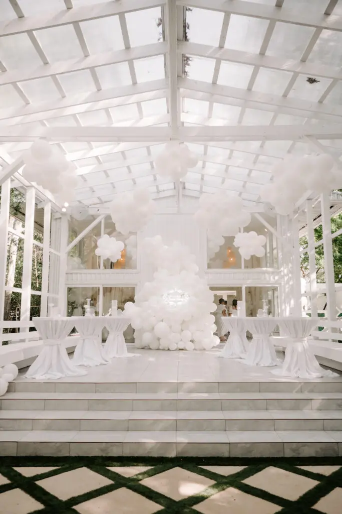 Poppin Parties created the decor for Simone Biles' 'Over Cloud 9' bridal shower. (Photo by Rachel "Rae Tay" Taylor IG @raetay_photography)