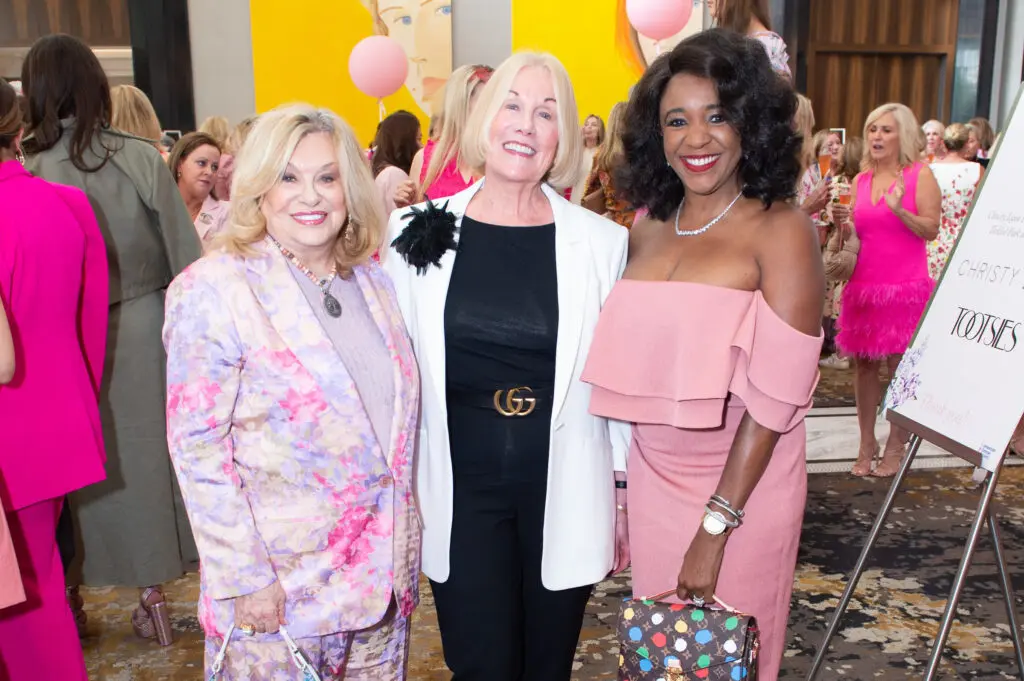 Sydney Faust, Elsie Eckert, Jacquie Baly at the American Cancer Society Tickled Pink luncheon (Photo by Jacob Power)