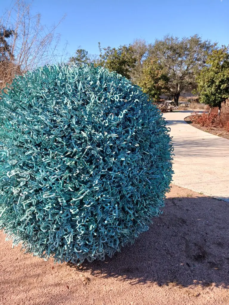 "Syntax" is made from metal letters welded together one by one. It took about 2000 hours to make. (Photo by Justin Lacey)