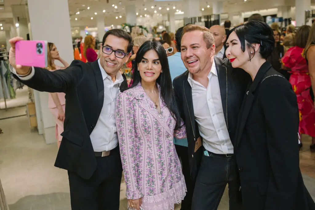 Marcelo Saenz, Nina Magnon, Adrian Dueñas, Carrie Brandsberg-Dahl at the PaperCity Philanthropy in Fashion Best Dressed announcement party at Neiman Marcus. (Photo by Johnny Than)