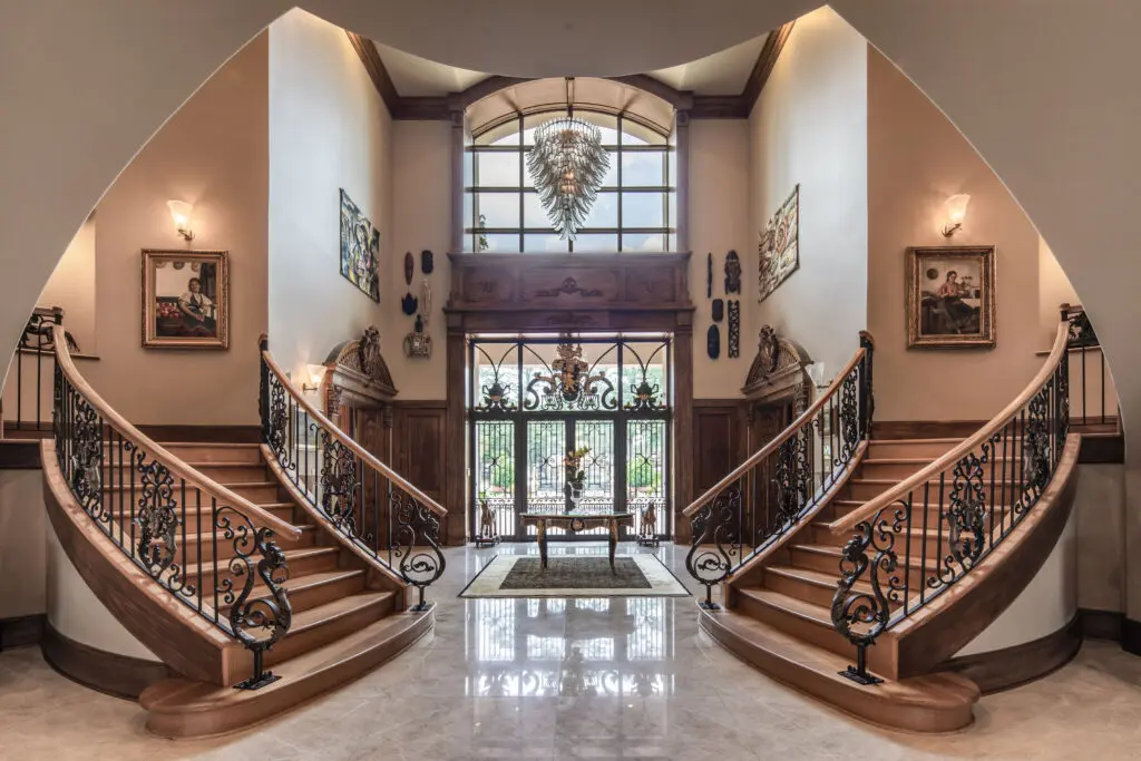 Entry to the 23,526 square foot dwelling  at 6 West Rivercrest in Briar Forest