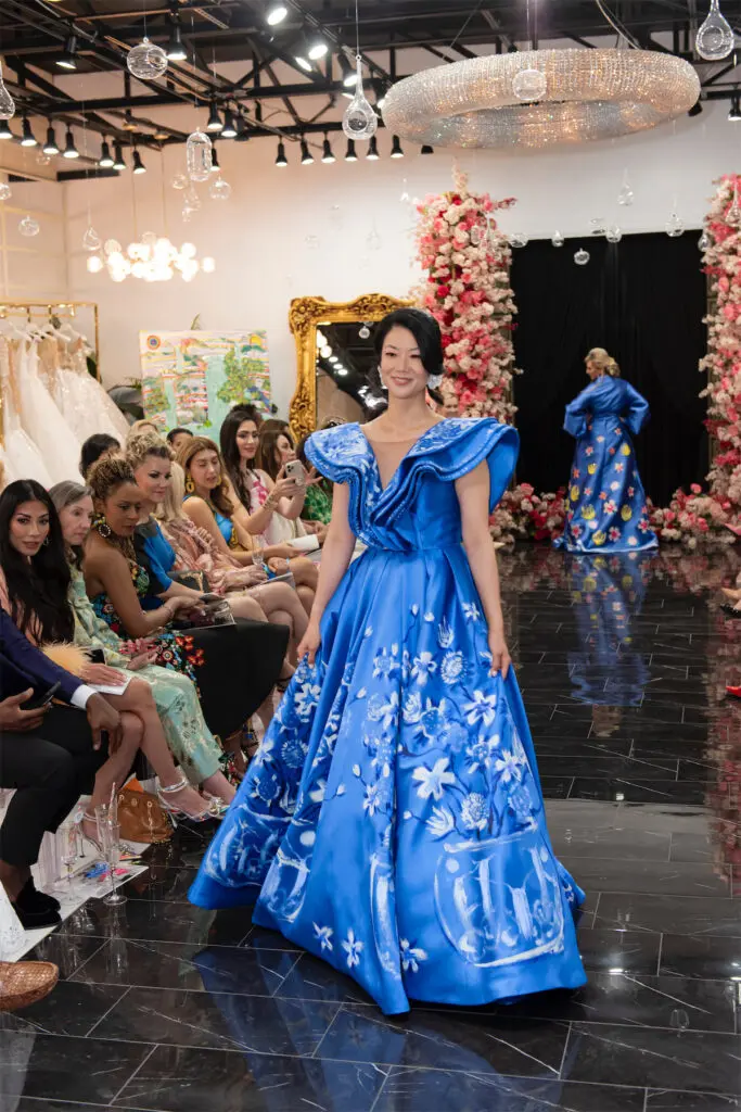 Anne Hyun in custom blue from the collection (Photo by Celeste Cameron)