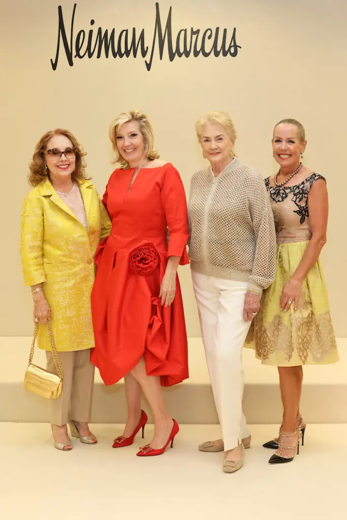 Hall of Fame members Melinda Berkman,  Patsy Fourticq, and Rosemary Schatzman flank first-time honoree Kathryn Smith at the PaperCity Philanthropy in Fashion Best Dressed announcement party at Neiman Marcus. (Photo by Priscilla Dickson)