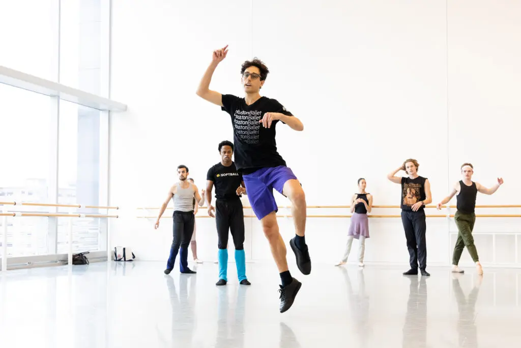 Justin Peck rehearses with the Houston Ballet. (Photo by Lawrence Elizabeth Knox)