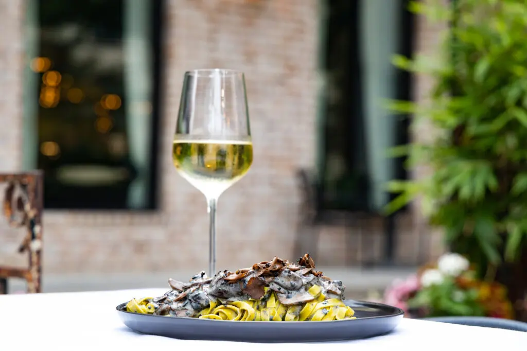 Truffle season brings tagliatelle tossed with wild mushrooms and a shaving of said truffle ($27). (Photo by Bear Media Co.)
