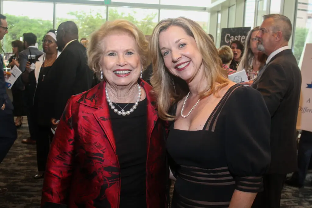 Ginger Blanton, Julie Baker Finck at the Barbara Bush Houston Literacy Foundation’s A Celebration of Reading, at the Hobby Center for the Performing Arts. (Photo by Gary Fountain)