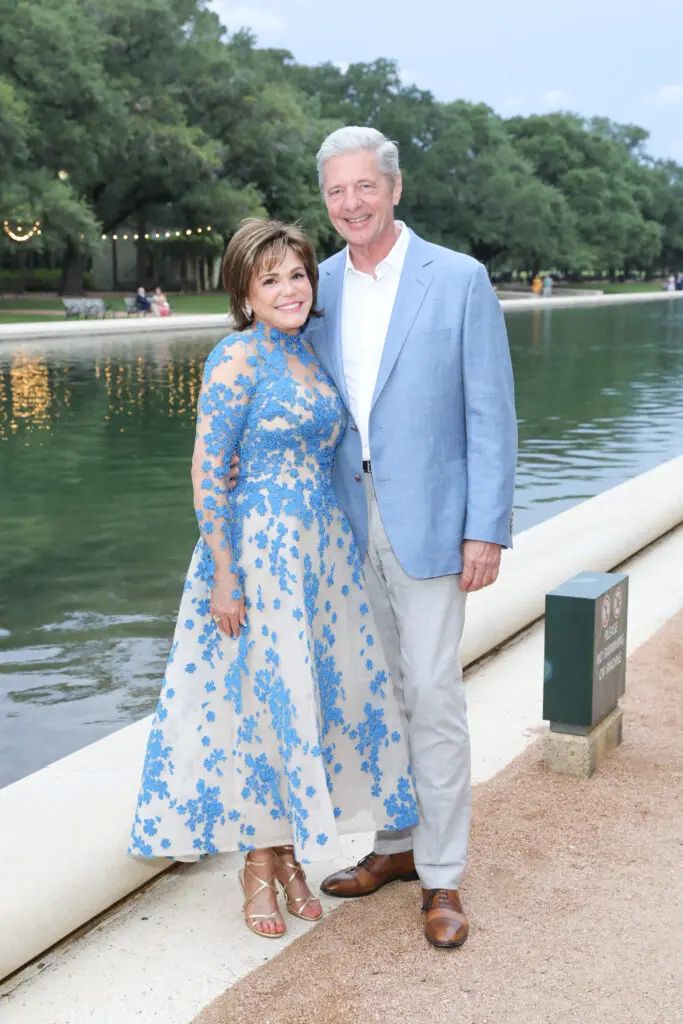 Hallie Vanderhider, one of PaperCity's most photographed ladies, Bobby Dees at the 2023 Hermann Park Conservancy's Evening in the Park. (Photo by Priscilla Dickson)