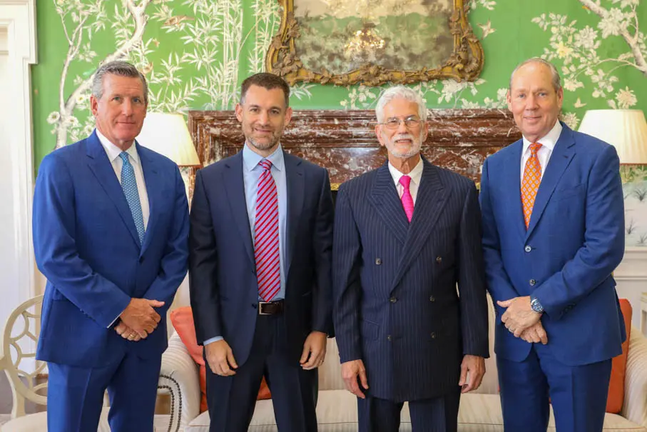 Honorees Bill McKeon, John Arnold, Dr. Jim Muntz, Jim Crane at the Men of Distinction awards luncheon. (Photo by Priscilla Dickson)
