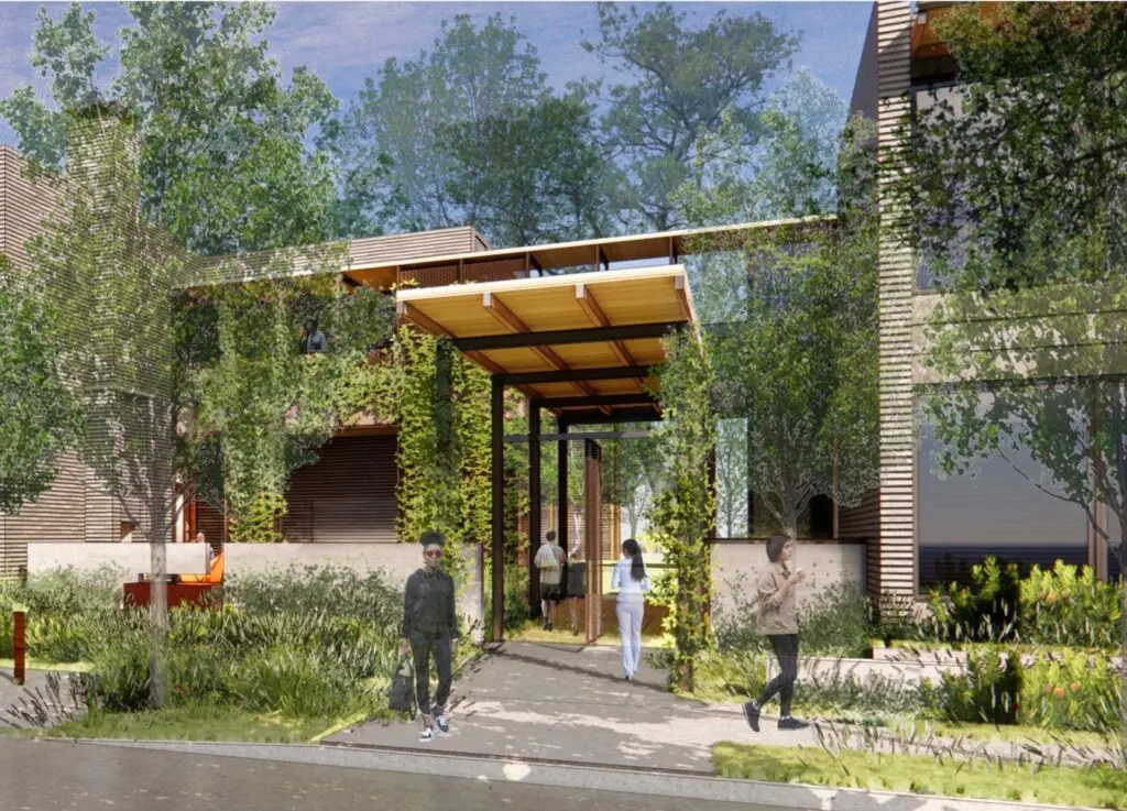 Bunkhouse Hotels' Hotel Saint Augustine, designed by Lake/Flato, promises to change the way Houstonians look at hotels. (Rendering courtesy of Lake/Flato Architects, Ten Eyck Landscape Architects)