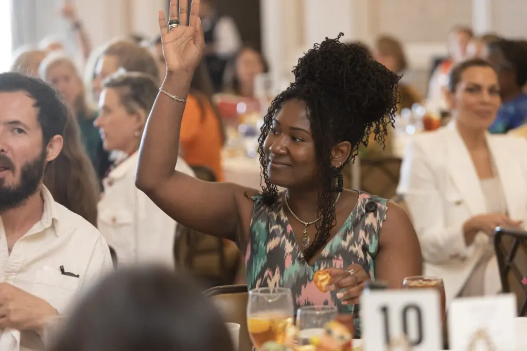 Craft Center resident artist Lakea Shepard at Houston Center for Contemporary Craft Spring Luncheon. (Photo by Jenny Antill Clifton)