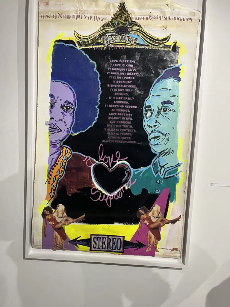 Highlighting the love between Alice and John Coltrane, "A Love Supreme" is part of Hodge+Kerr's collaborative "No Kings But Us" exhibit currently showcased at the Blaffer Art Museum, University of Houston. (Photo by Alison Medley)