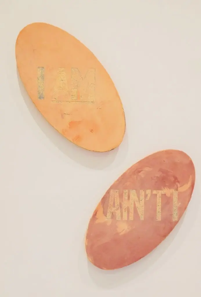 Lovie Olivia's "I AM" and "AIN'T I," 2023. (Courtesy Art Is Bond gallery, Houston)