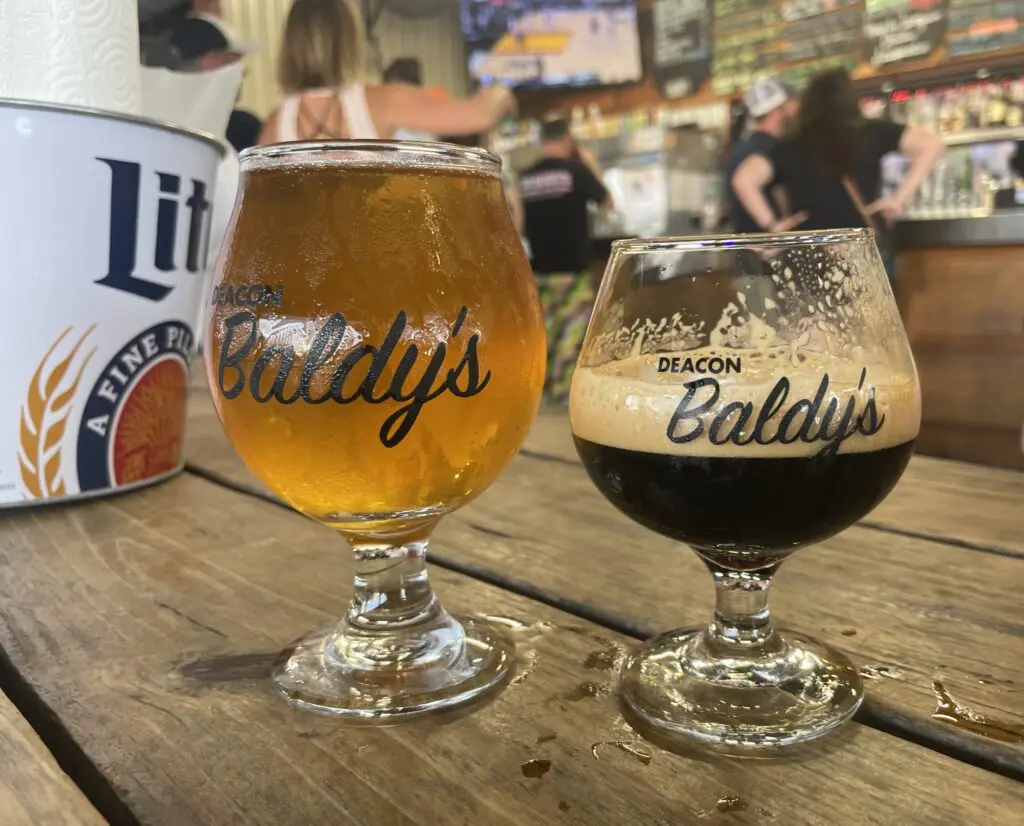 Deacon Baldy's has great picnic tables creating a sense of community under the awning.