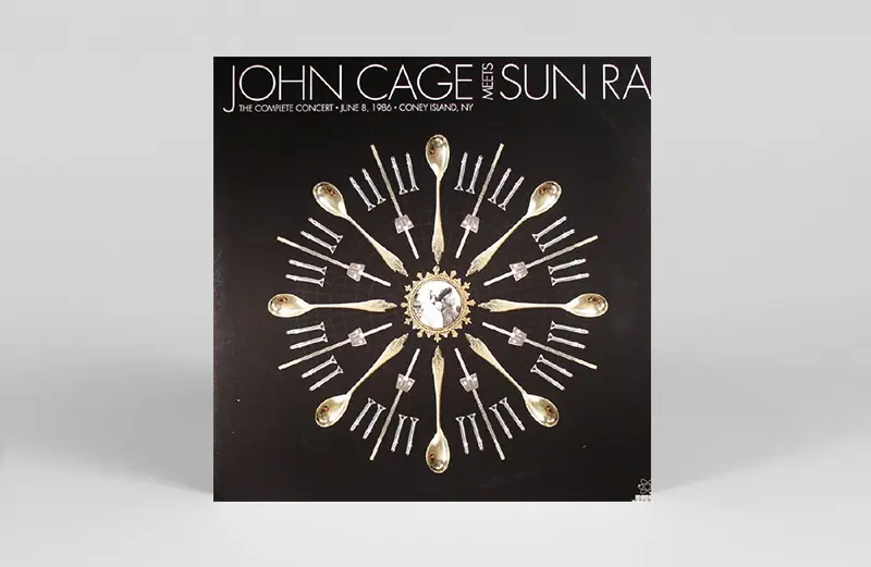 The historic June 8, 1986 concert uniting avant-garde composers John Cage and Sun Ra is immortalized in the Modern Harmonic label's reissue "John Cage Meets Sun Ra — The Complete Concert." The album was reissued in 2016. (Courtesy The Vinyl Factory)
