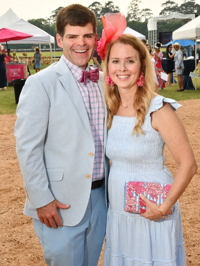 Harvin & Julia Lawhon at the Bo's Place Hats, Hearts & Horseshoes Kentucky Derby party at Houston Polo Club. (Photo by Dave Rossman)