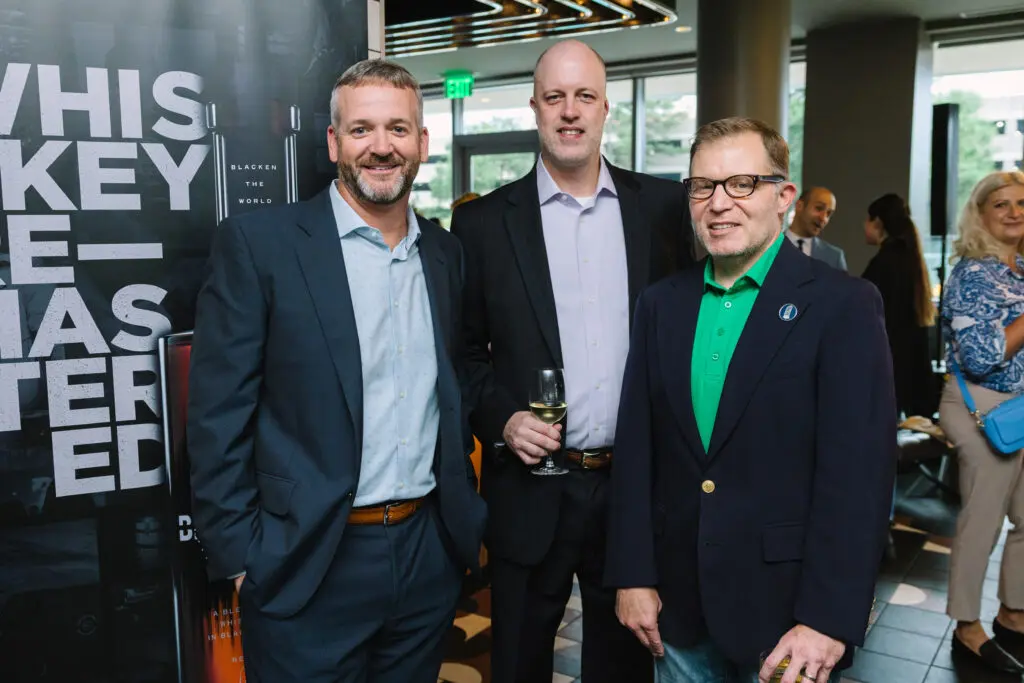 Kyle Watson, Richard Judge, Kirby Hopkins at the launch party for PaperCity The Woodlands (Photo by Johnny Than)