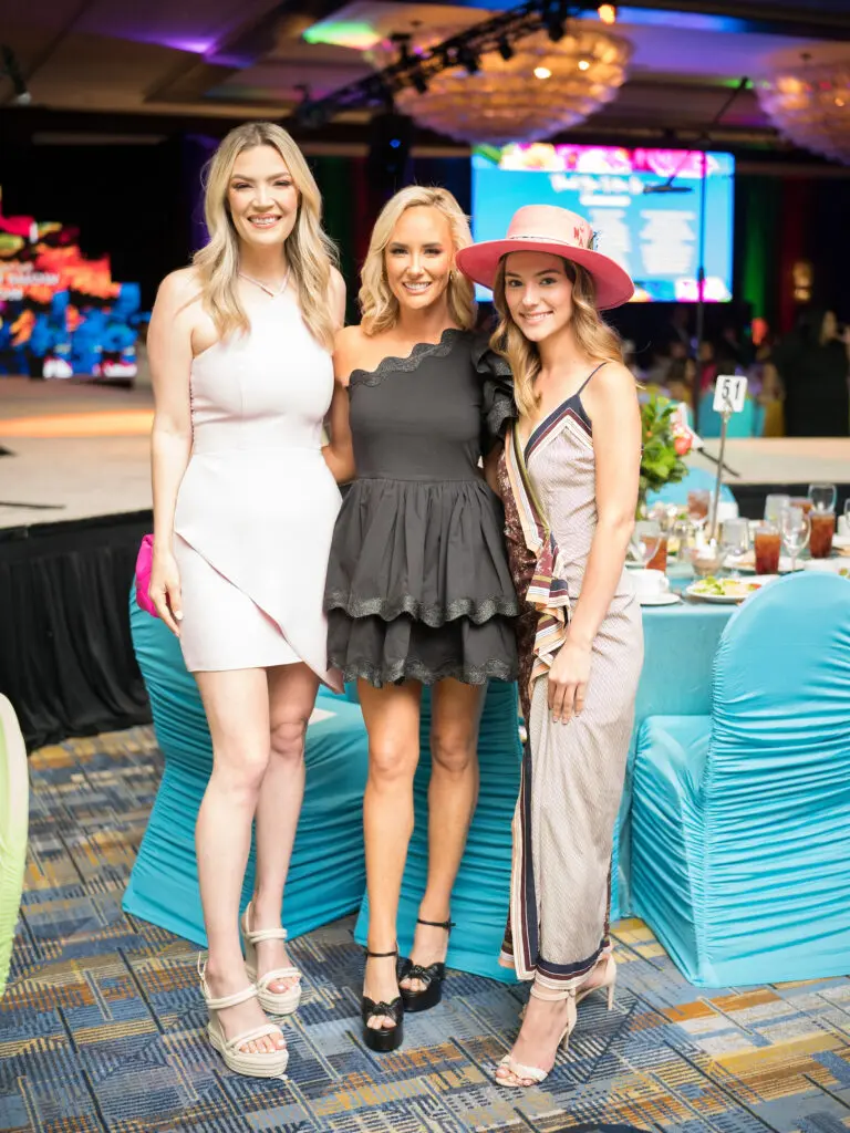 Leah Christman, Kat Pressly, Monica Alvarez at the Latin Women's Initiative fashion show and luncheon. (Photo by Daniel Ortiz)