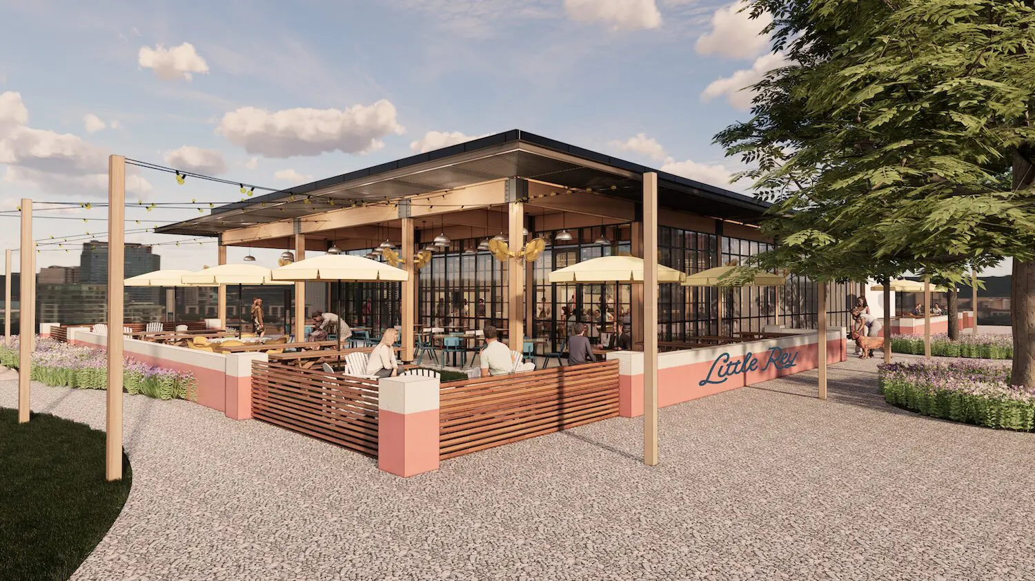 A rendering of Ford Fry's upcoming new restaurant Little Rey, which is being designed by Michael Hsu Office of Architecture.