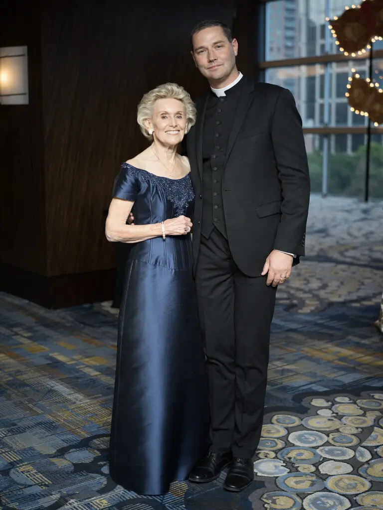 Lois Davis, Father Charles  Hough at the University of St. Thomas annual gala (Photo by Daniel Ortiz)
