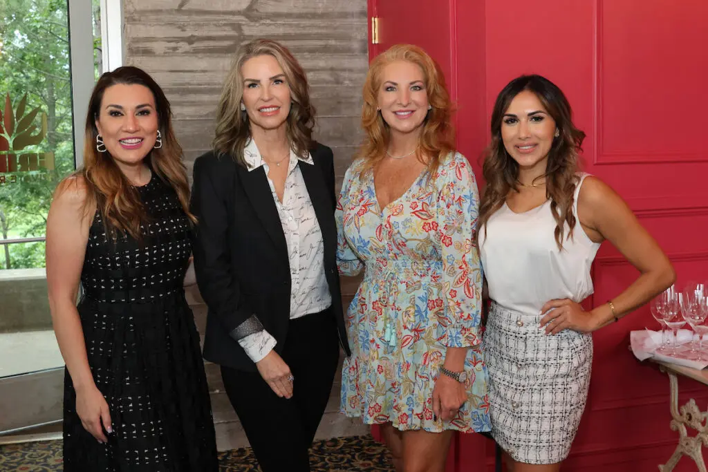 Isela Garcia, Shawn Johnson, Kemah Blair, Nadia Hafeez at the PaperCity Philanthropy in Fashion Best Dressed raffle kick-off