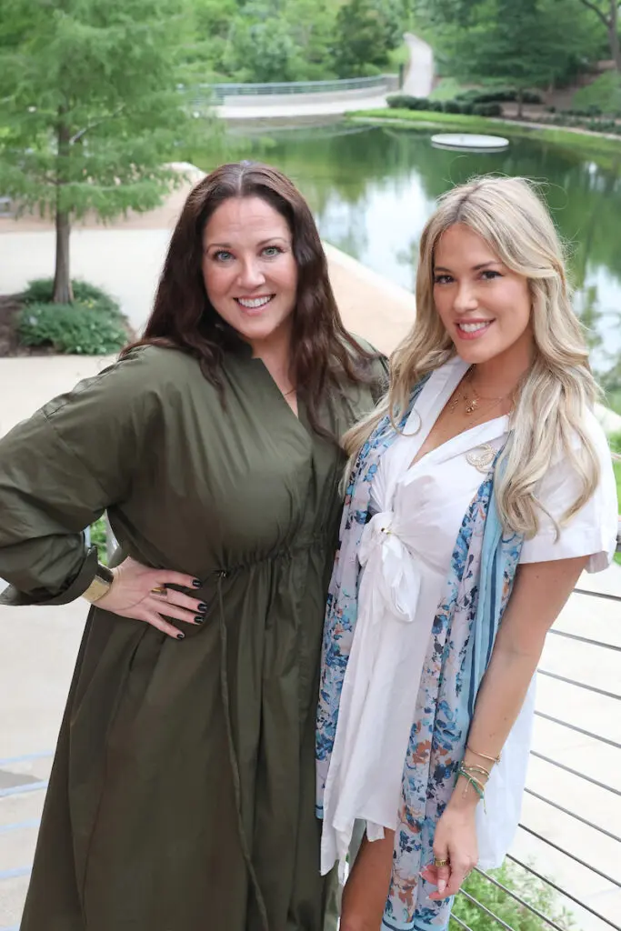Rachele Goetz,Stephanie Wilcox at the PaperCity Philanthropy in Fashion Best Dressed raffle kick-off