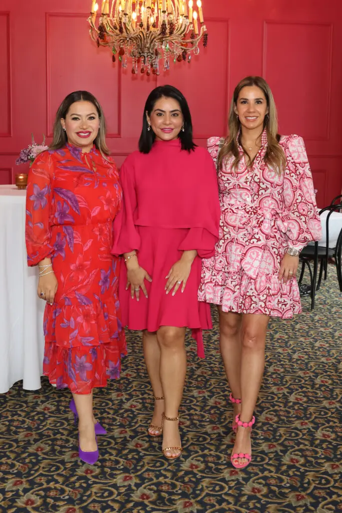 Perla Guerra, Elia Gabbinelli, Yanette Carmona at the PaperCity Philanthropy in Fashion Best Dressed raffle kick-off
