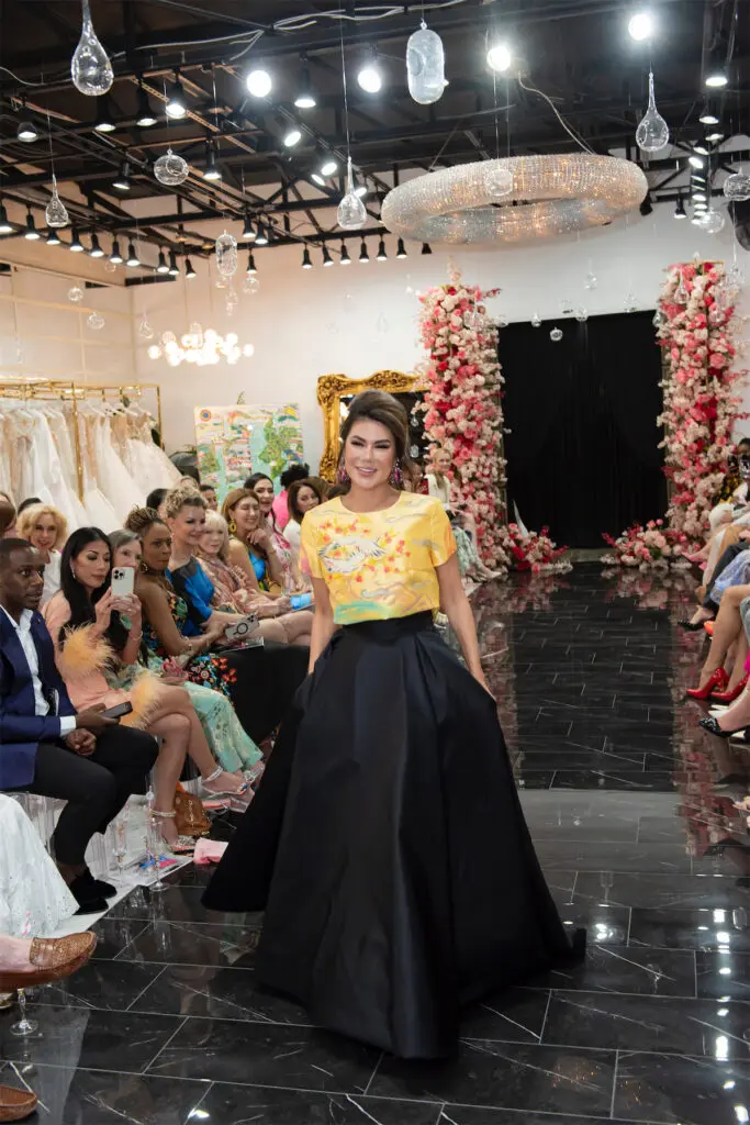 Madelaine Lam in an Esé Azénabor x Sharon Lee Clark look (Photo by Celeste Cameron)