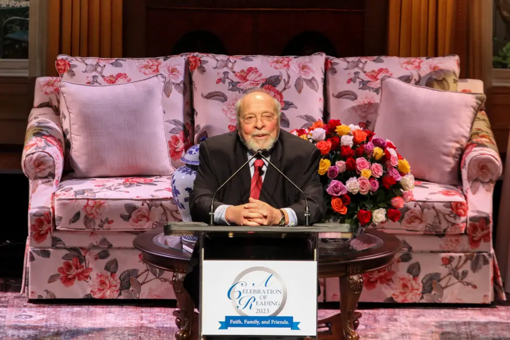 Nelson DeMille's presentation at the Barbara Bush Houston Literacy Foundation’s A Celebration of Reading, at the Hobby Center for the Performing Arts. (Photo by Gary Fountain)