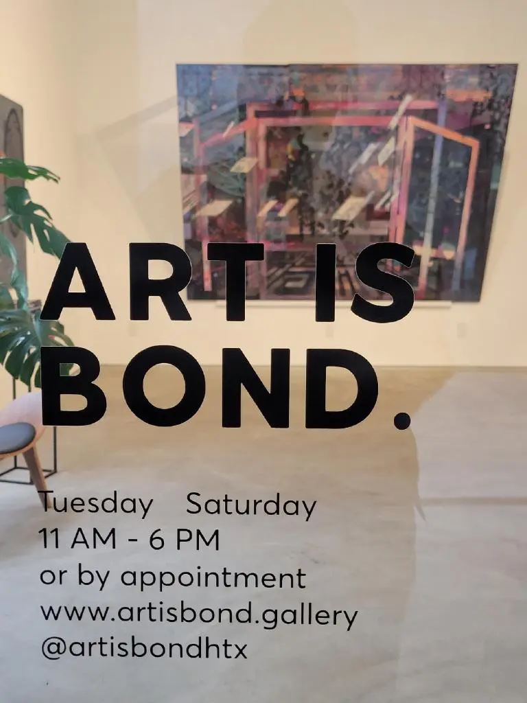 The front door leading to the Art Is Bond gallery, located near Houston's Museum District in the 4411 Montrose Gallery Building. (Courtesy the artist and Art Is Bond gallery, Houston)