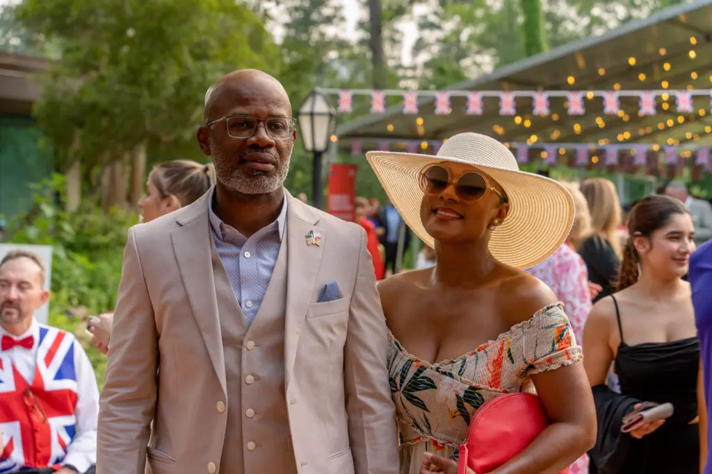 Westwood Energy's Ernest Washington & Karon Washington at the invitation-only party celebrating King Charles' coronation. (Photo by  Joffre Camacho, Square Foot Photography)