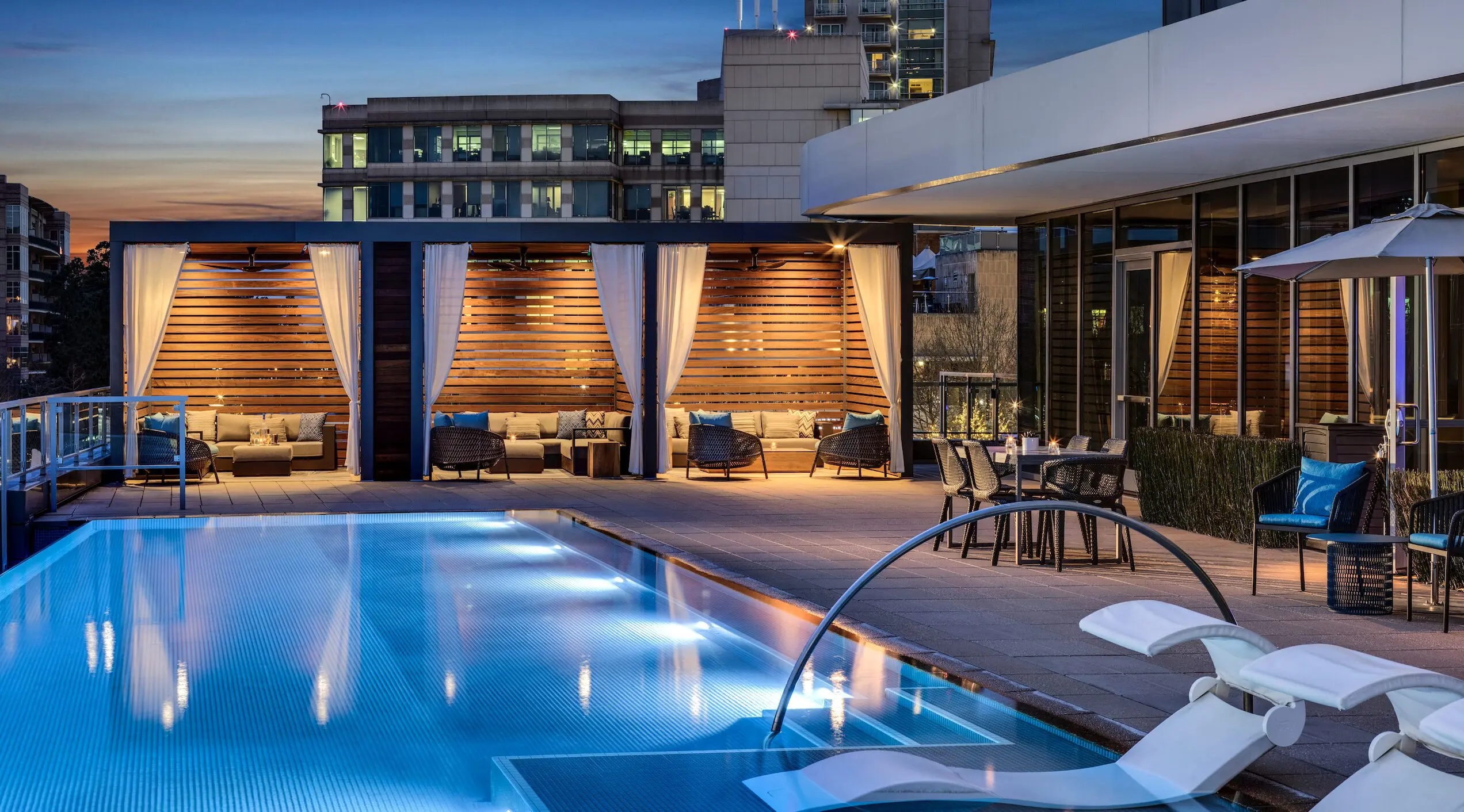 The Westin at The Woodlands brings pool power and day pass privileges are available.