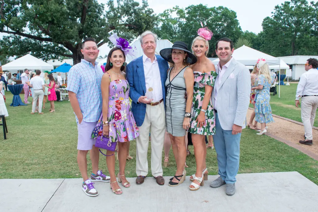 Drs. Stephen Chen & Julie Chen, Ronny & Dorothy Cuenod, Alice & J.W. Lodge at the Bo's Place Hats, Hearts & Horseshoes Kentucky Derby party at Houston Polo Club. (Photo by Jacob Power)