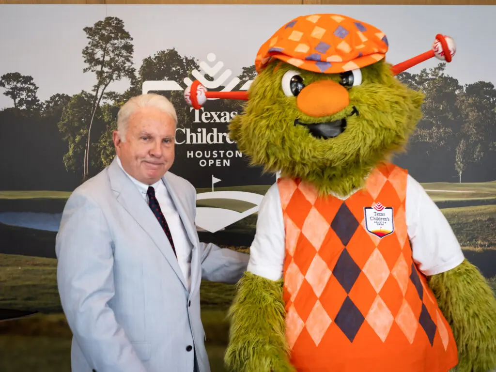Texas Children's CEO Mark Wallace and Orbit know the Houston Open is a difference maker for the city.  (Photo by F. Carter Smith)