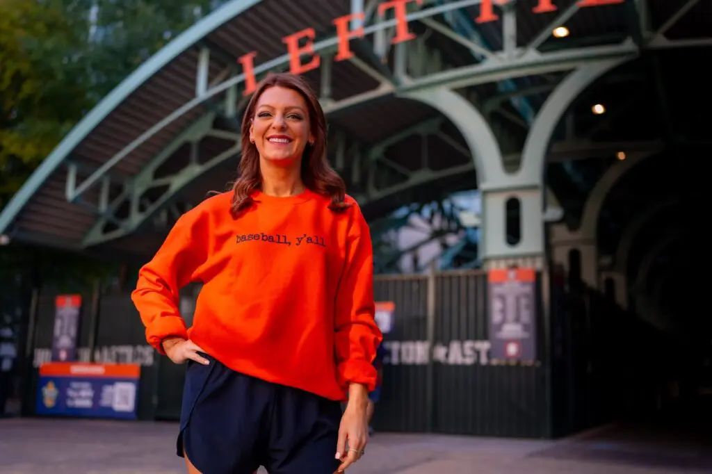 Astros sideline reporter Julia Morales is making her mark in fashion too with a Baseball y'all clothing line. 